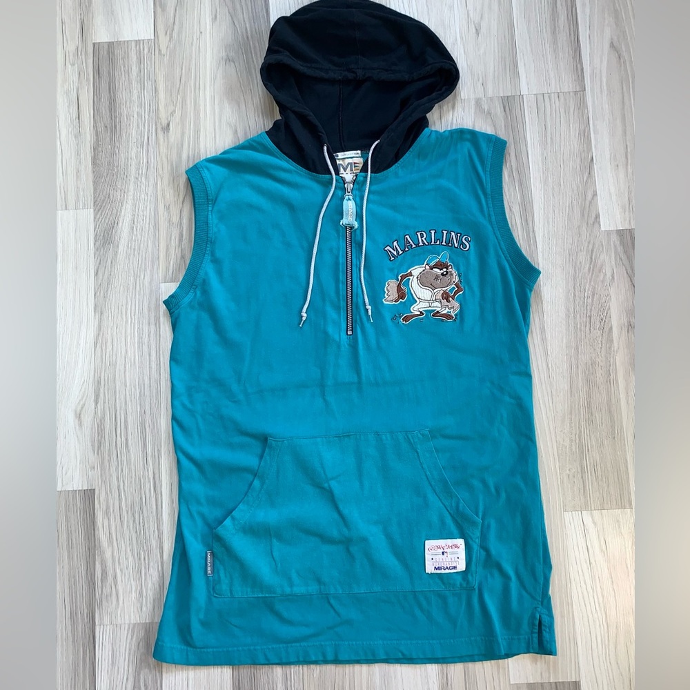Vintage 1993/94 Florida Marlins Looney Tunes Tank Top Hoodie Shirt Mens XL